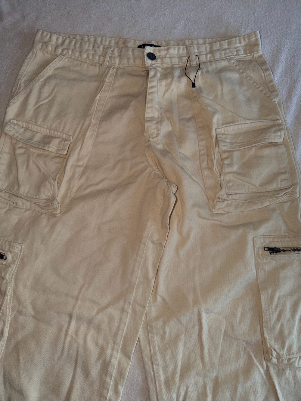 Boohooman Cream Utility Cargo Pants - Picture 5 of 11